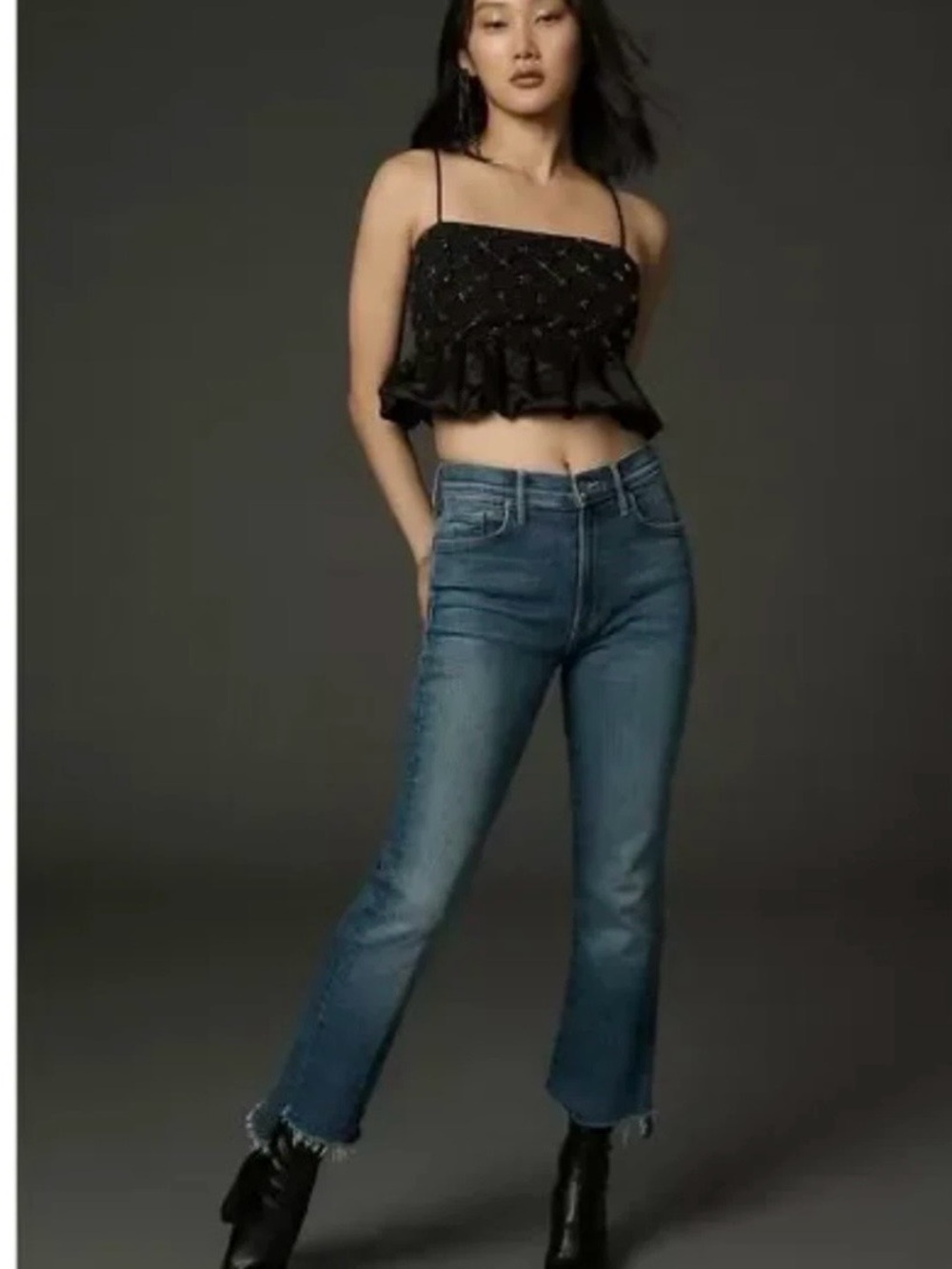 MOTHER Insider crop step fray: color Work hard play hard